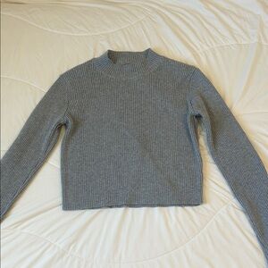 Brandy Melville Gray Ribbed Mock Neck Sweater